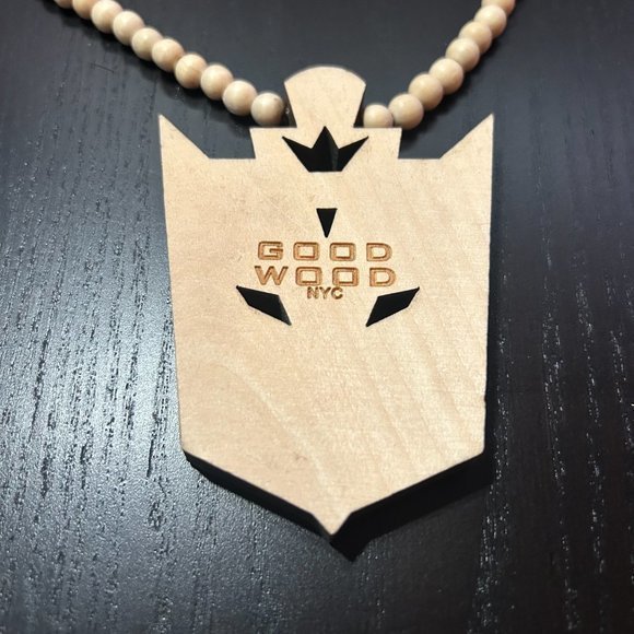 GoodWood NYC Transformers Decepticon Necklace Wooden Pendant Wooden Beaded - Picture 4 of 4